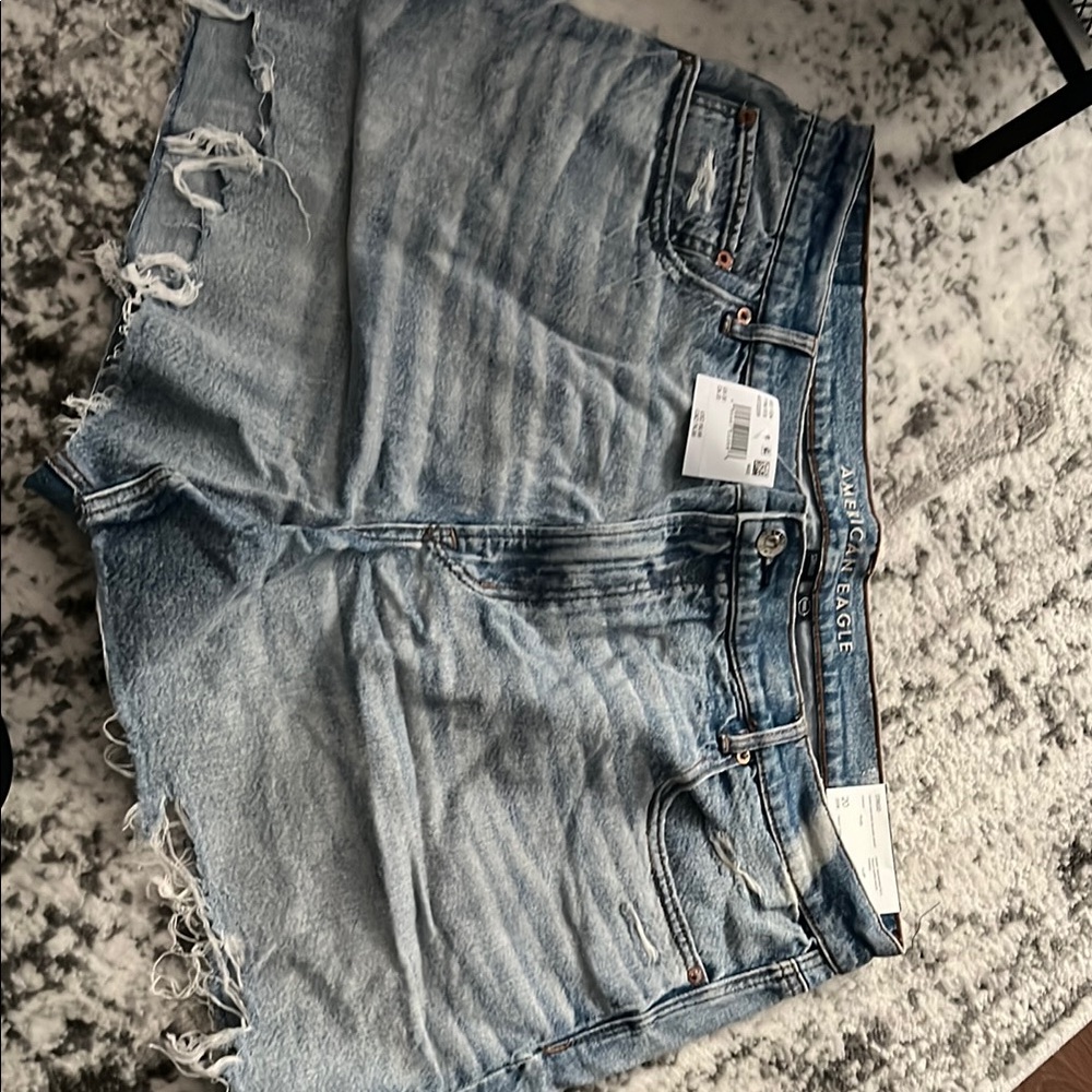American Eagle Outfitters Blue Distressed Jean Shorts